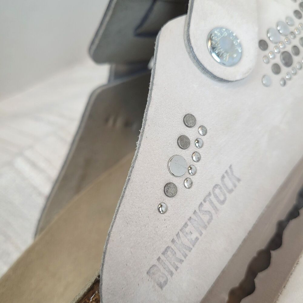Rare Birkenstock Boston Rivets / Studs Taupe Soft Suede Leather Women's 10 EU 41 - Picture 10 of 16